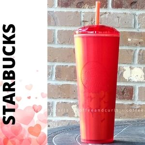 Starbucks Soft Touch Red Hearts Kaleidoscope Cold Cup Tumbler 24oz NWT